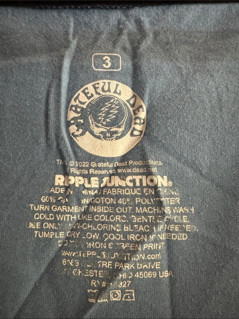 Grateful Dead Light Blue Tank Steal Your Face Graphic with Lace Trim - Size 3X - Picture 2 of 4